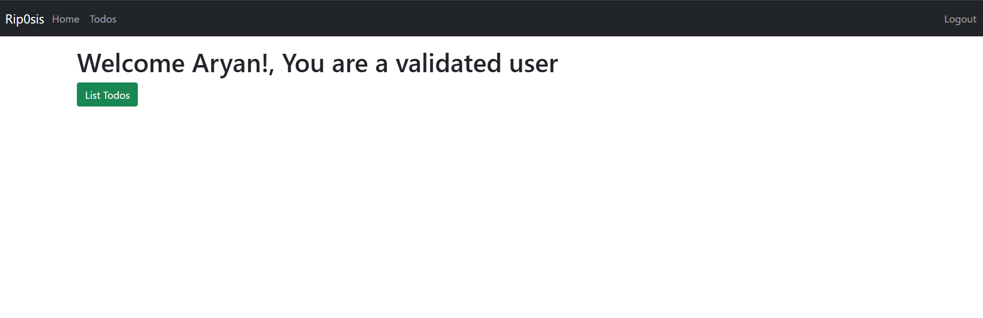 Welcome / validated user