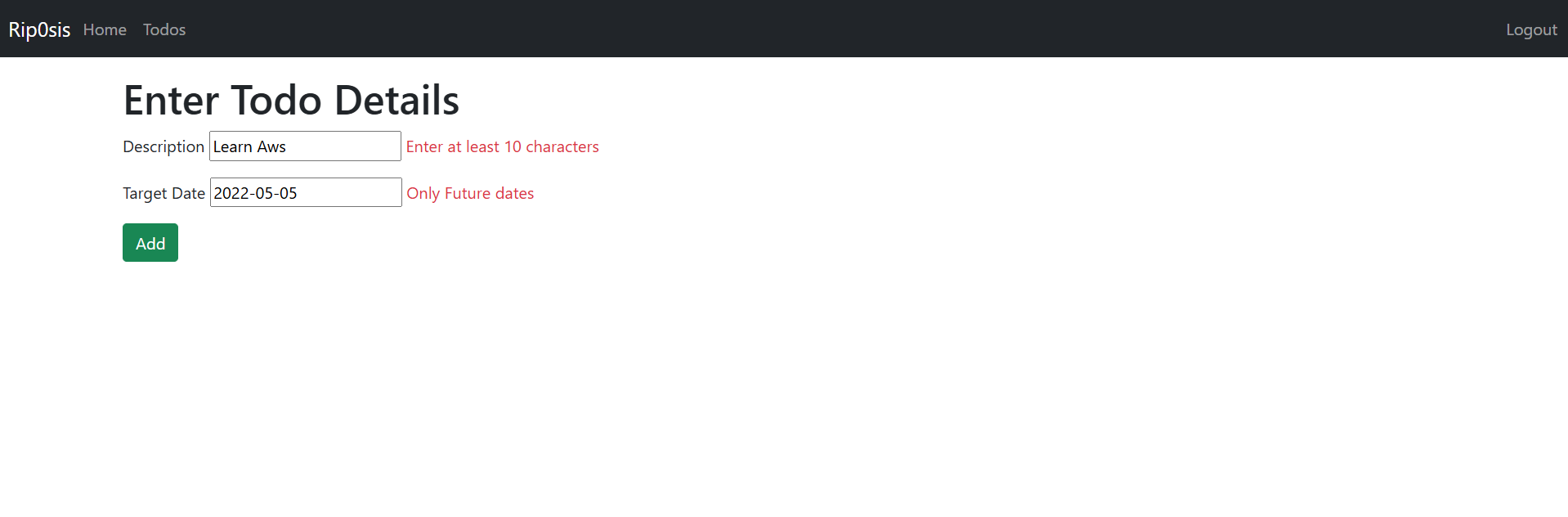Validation errors (Bean Validation)